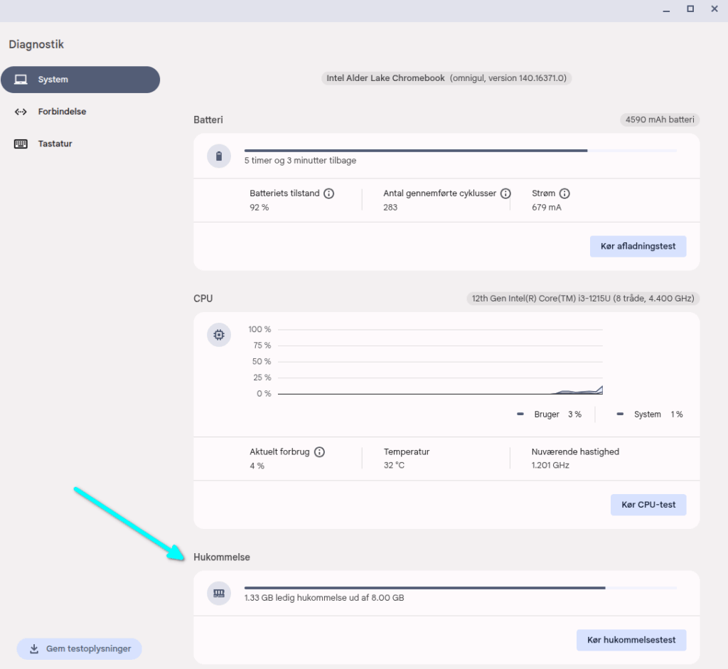 Chromebook hvor meget ram